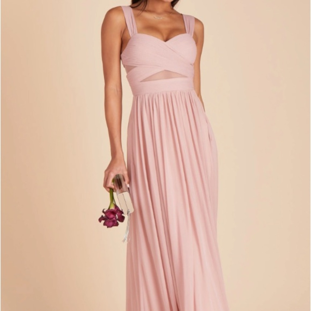 Birdy Grey Pink Pleated Sweetheart Maxi Dress